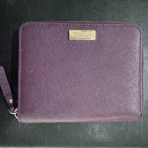 Kate Spade Purple Leather Wallet, 4.5 by 5 in